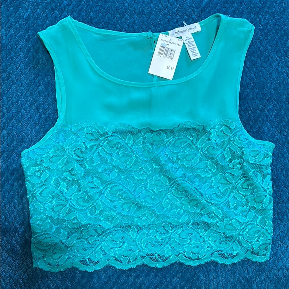 Turquoise Lace Tank Top
